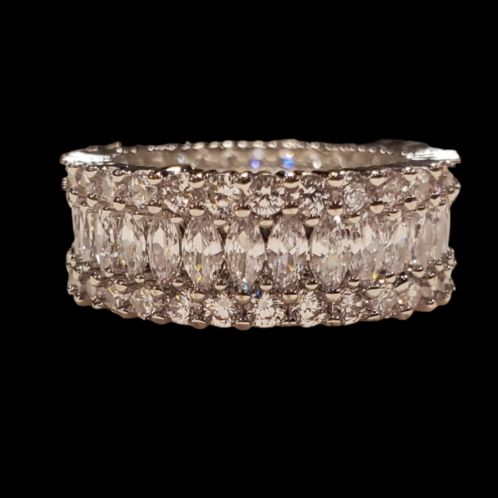 Diamond baguette crown ring with 925 band - Picture 2 of 7